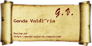 Genda Valéria névjegykártya